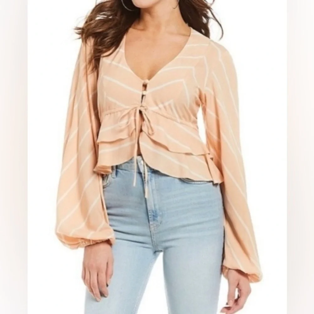 Free People Samifran Long Sleeve Top-Peach